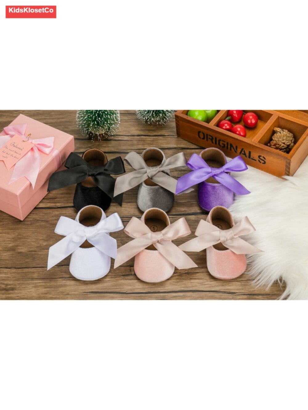 Baby Girl Mary Jane Flats Velvet Upper Non-Slip Ballet Slippers - Picture 6 of 6